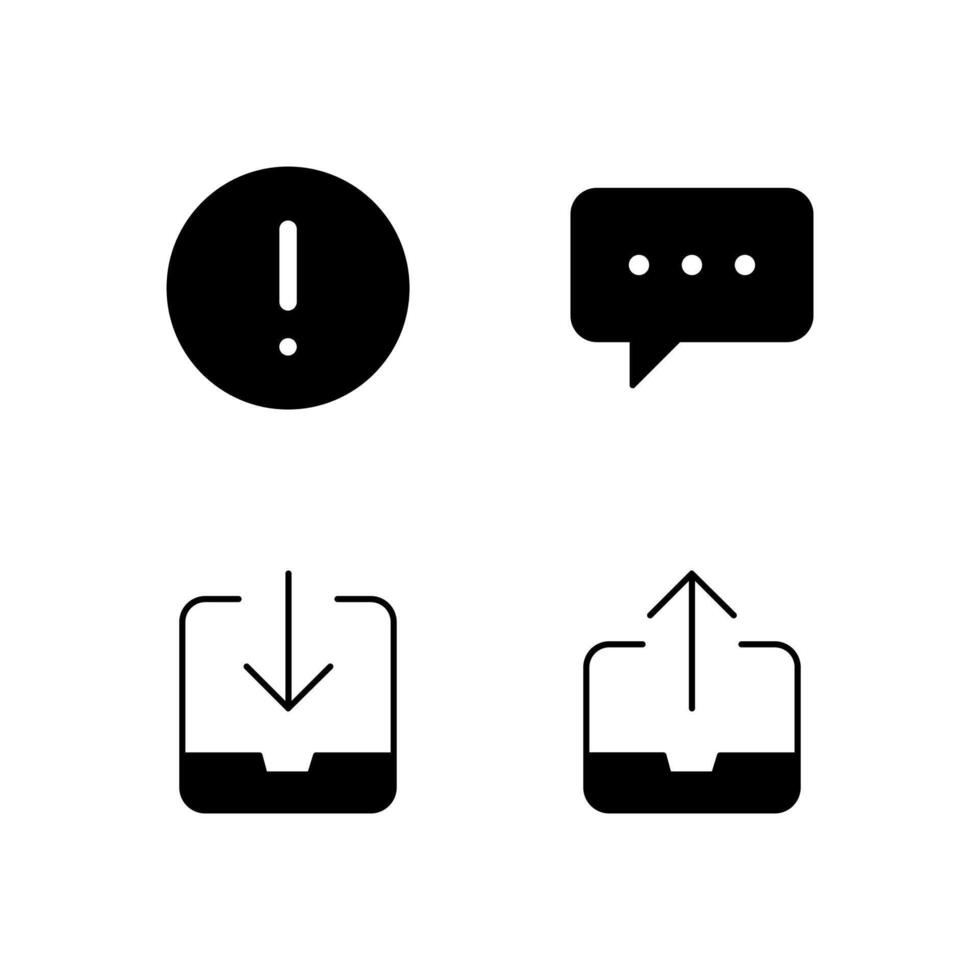 Warning Message Inbox and Outbox Solid Icon Set for App User Experience UI vector