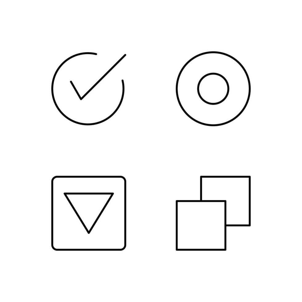 Checkbox Radio Button Dropdown and Tab Line Icon Set for Mobile Application vector