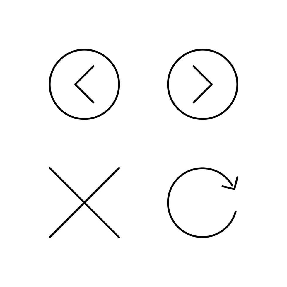 Back Forward Close and Refresh Line Icon Set for Mobile Application vector