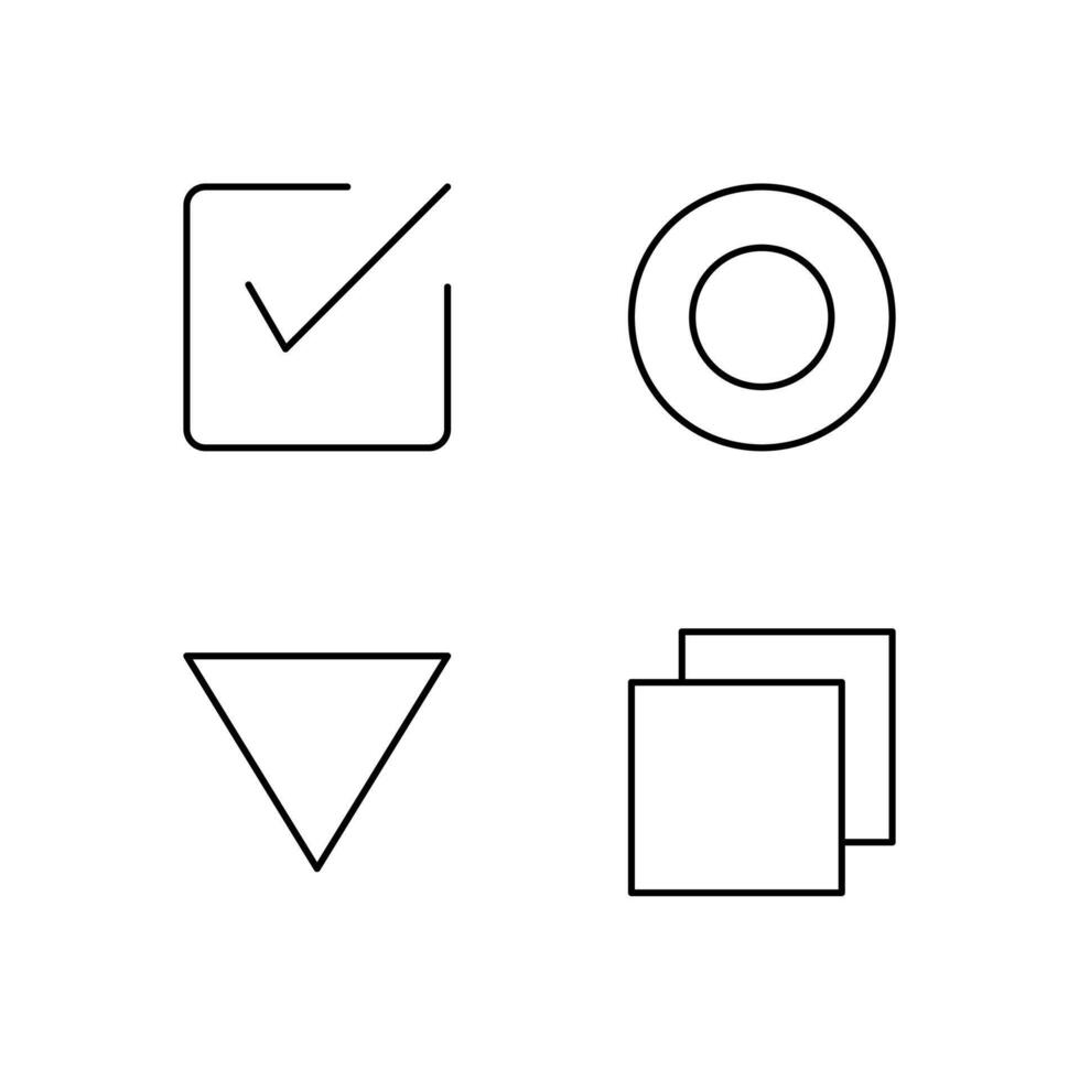 Checkbox Radio Button Dropdown and Tab Line Icon Set for Digital Platform Design vector