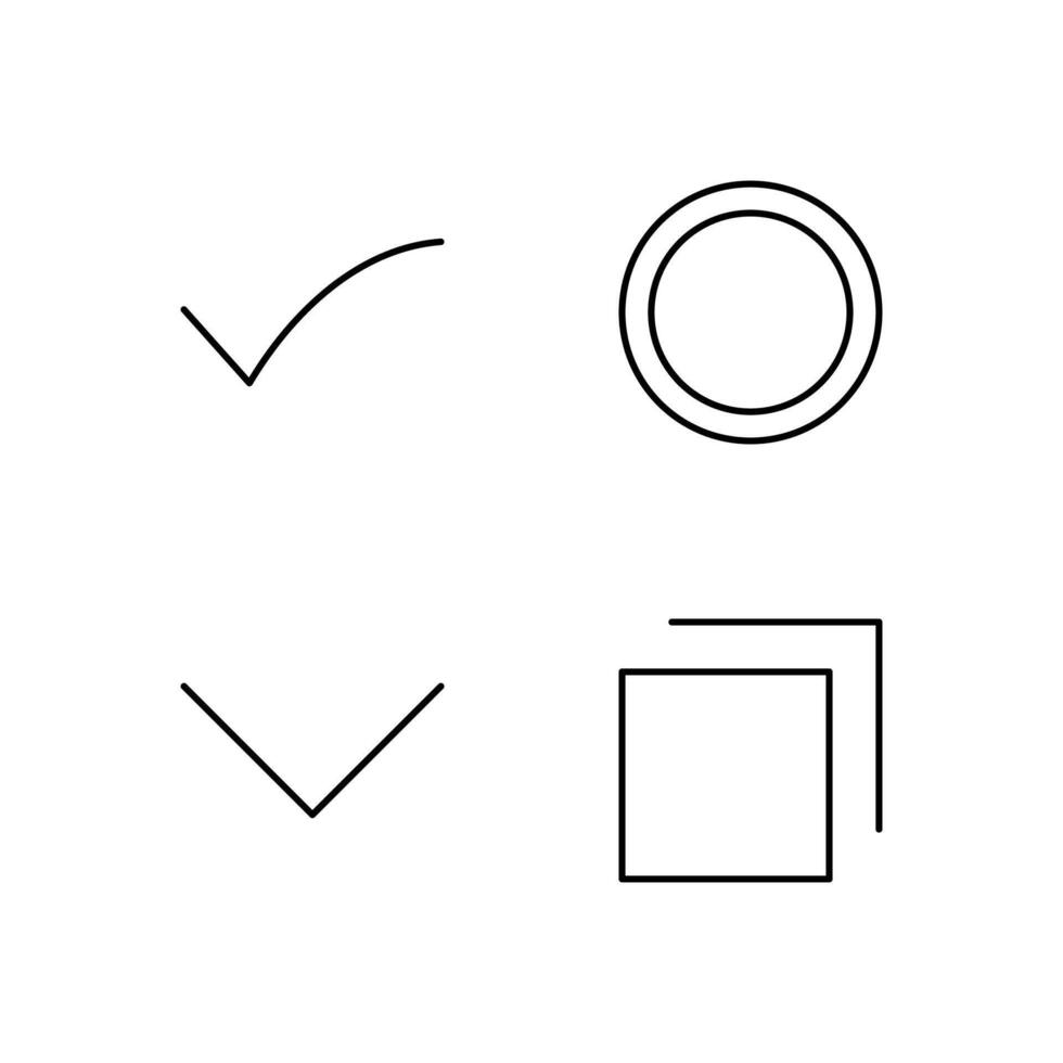 Checkbox Radio Button Dropdown and Tab Line Icon Set for App User Experience UI vector