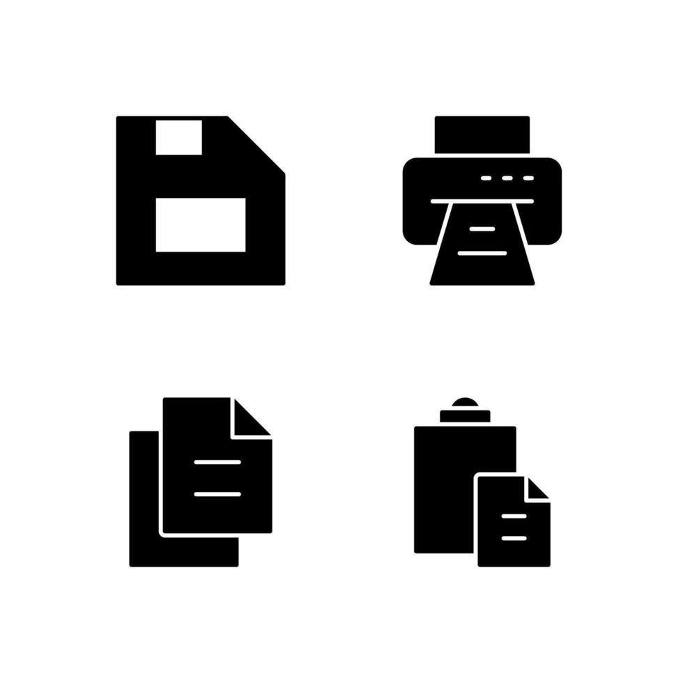 Save Print Copy and Paste Solid Icon Set for Modern Web System vector