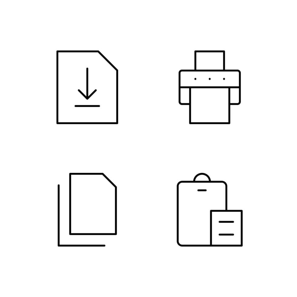 Save Print Copy and Paste Line Icon Set for Modern Web System vector