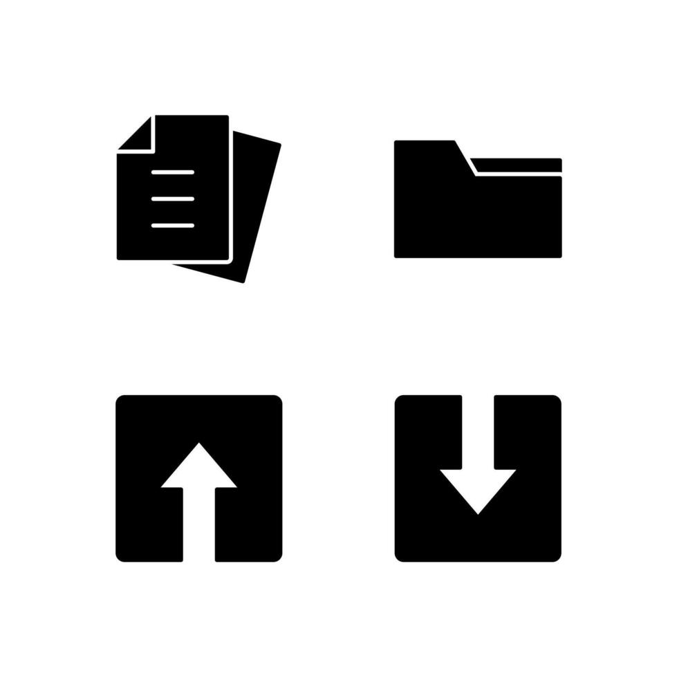 File Folder Upload and Download Solid Icon Set for App User Experience UI vector