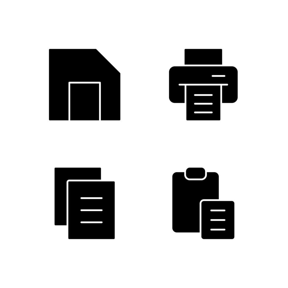 Save Print Copy and Paste Solid Icon Set for Web Dashboard Interface vector