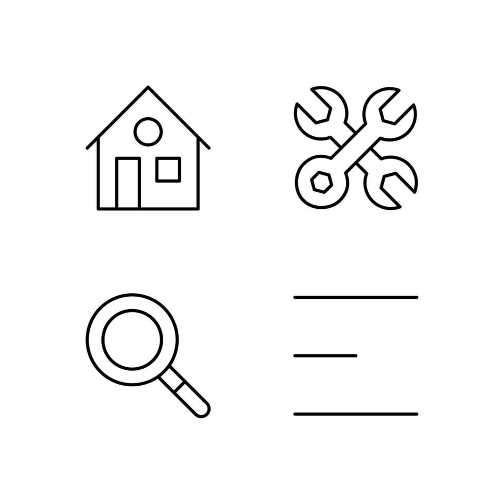 Home Settings Search and Menu Line Icon Set for Digital Platform Design vector