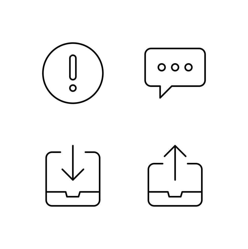 Warning Message Inbox and Outbox Line Icon Set for Web Dashboard Interface vector