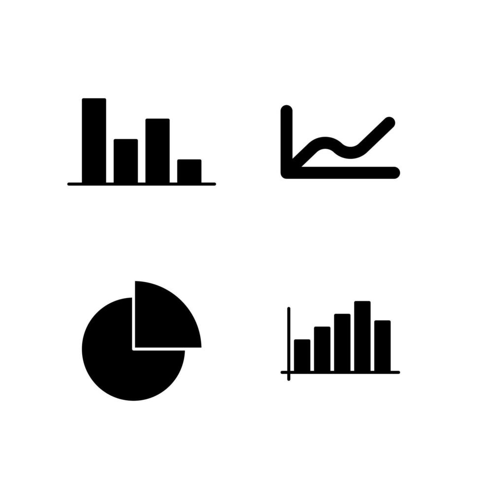 Chart Bar Chart Line Chart Pie and Graph Solid Icon Set for Digital Platform Design vector