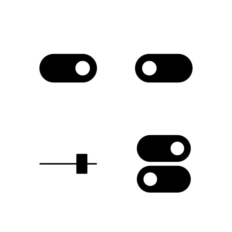 Toggle On Toggle Off Slider and Switch Solid Icon Set for App User Experience UI vector