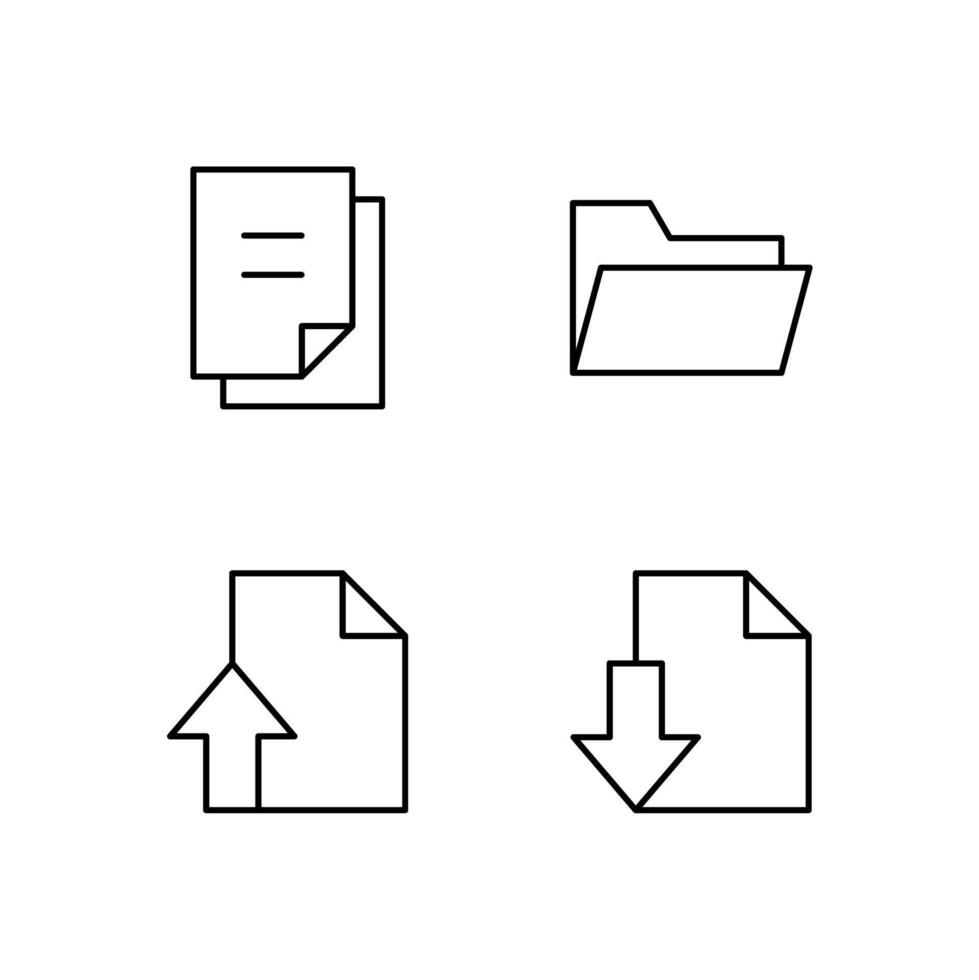 File Folder Upload and Download Line Icon Set for Digital Platform Design vector