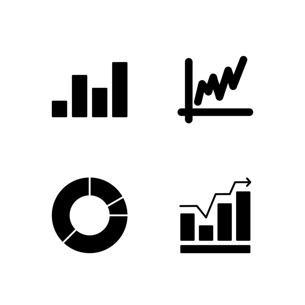 Chart Bar Chart Line Chart Pie and Graph Solid Icon Set for Mobile Application vector