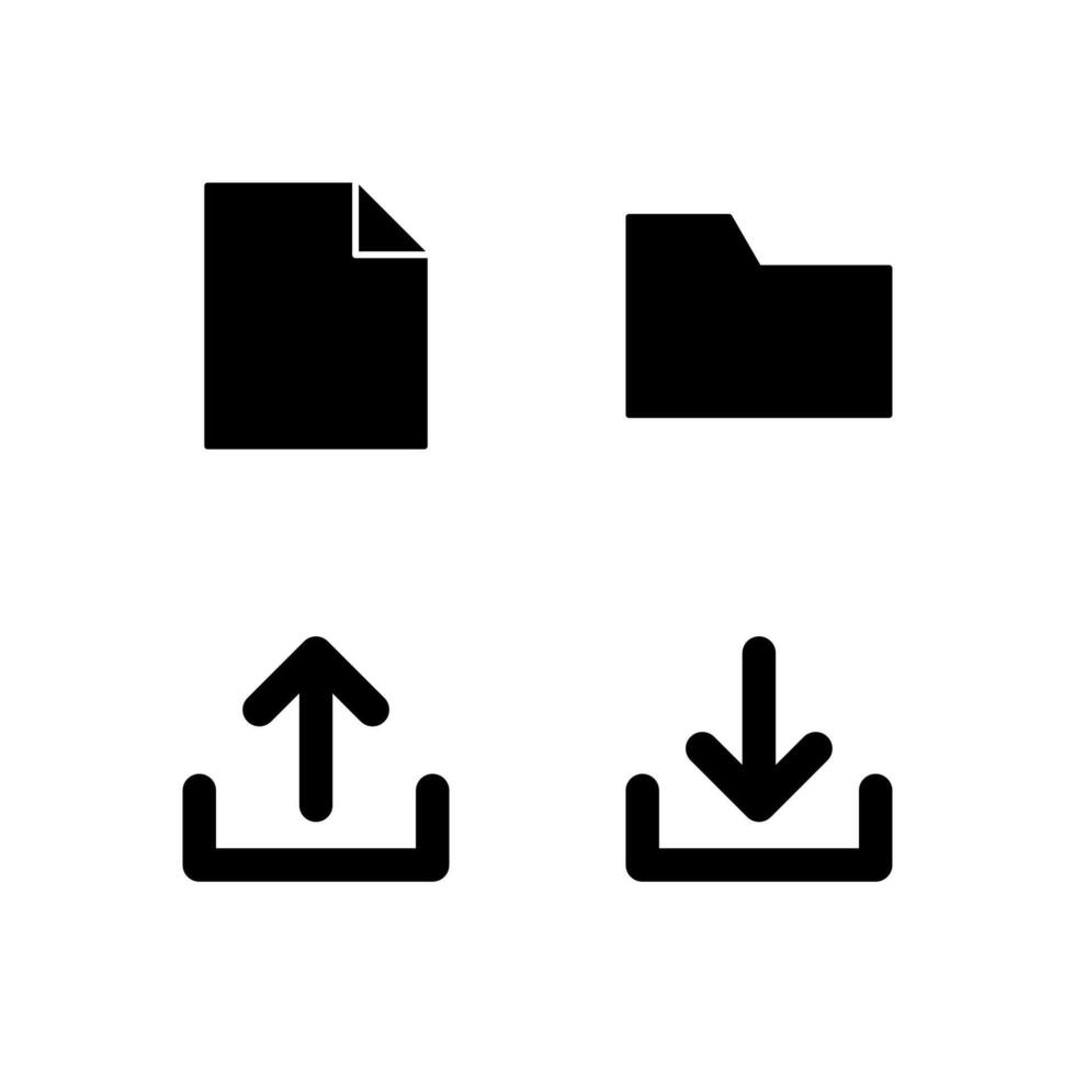 File Folder Upload and Download Solid Icon Set for Mobile Application vector