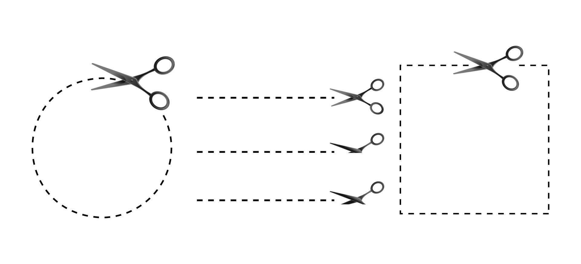 Scissors Cutting Dashed Lines Design Elements for Mockups vector