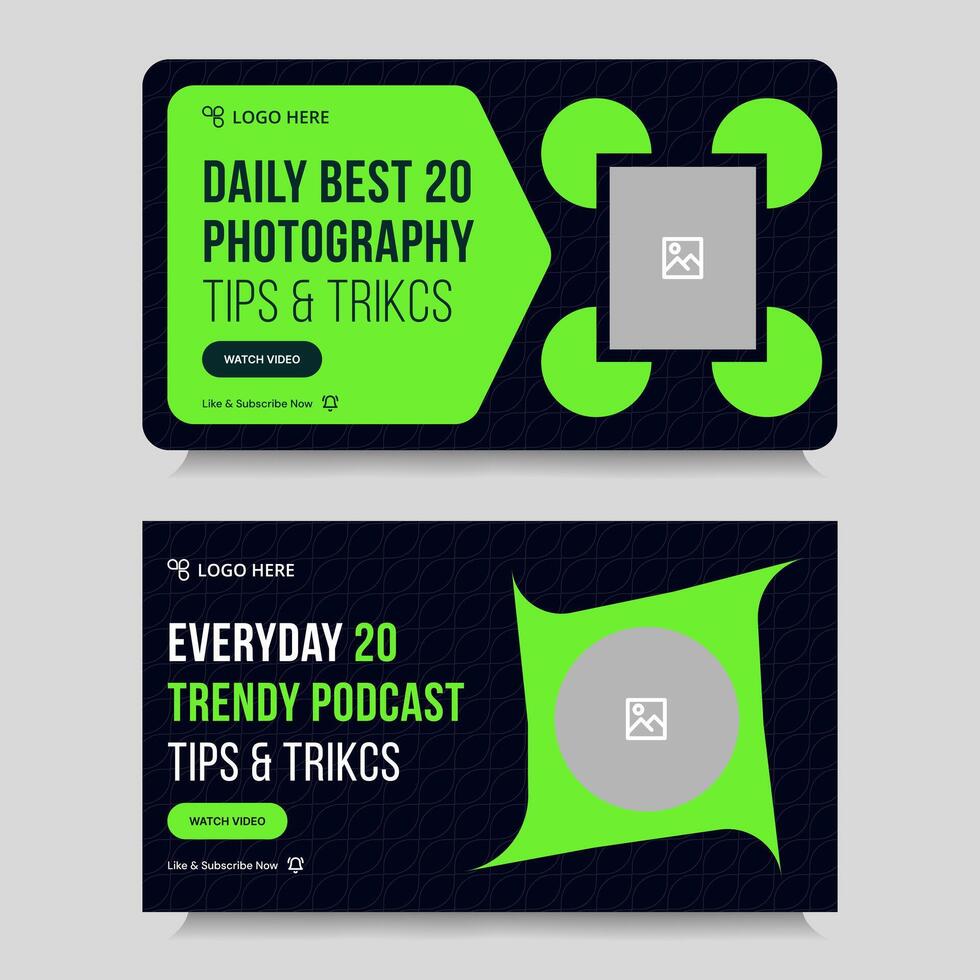 Customizable daily photography reel tips and tricks thumbnail banner design, daily photography techniques cover banner design, fully customizable eps 10 file format vector