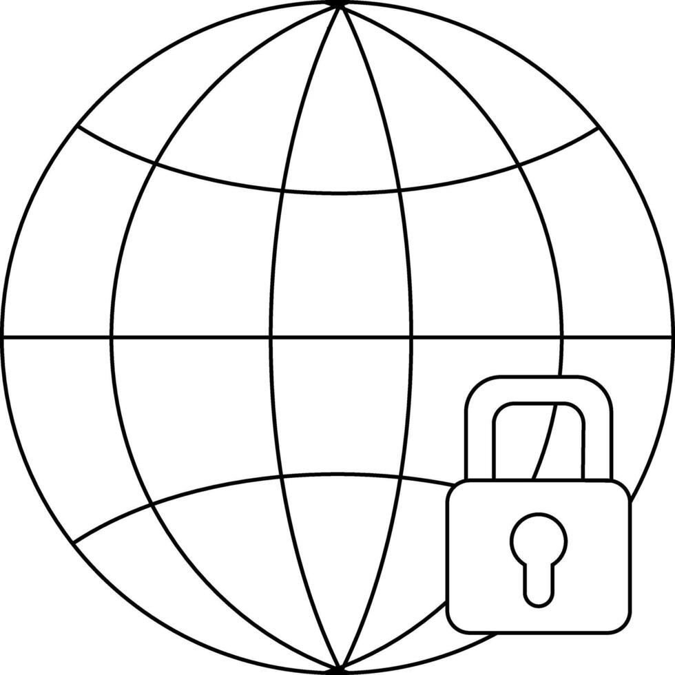 padlock icon and globe icon with white background vector