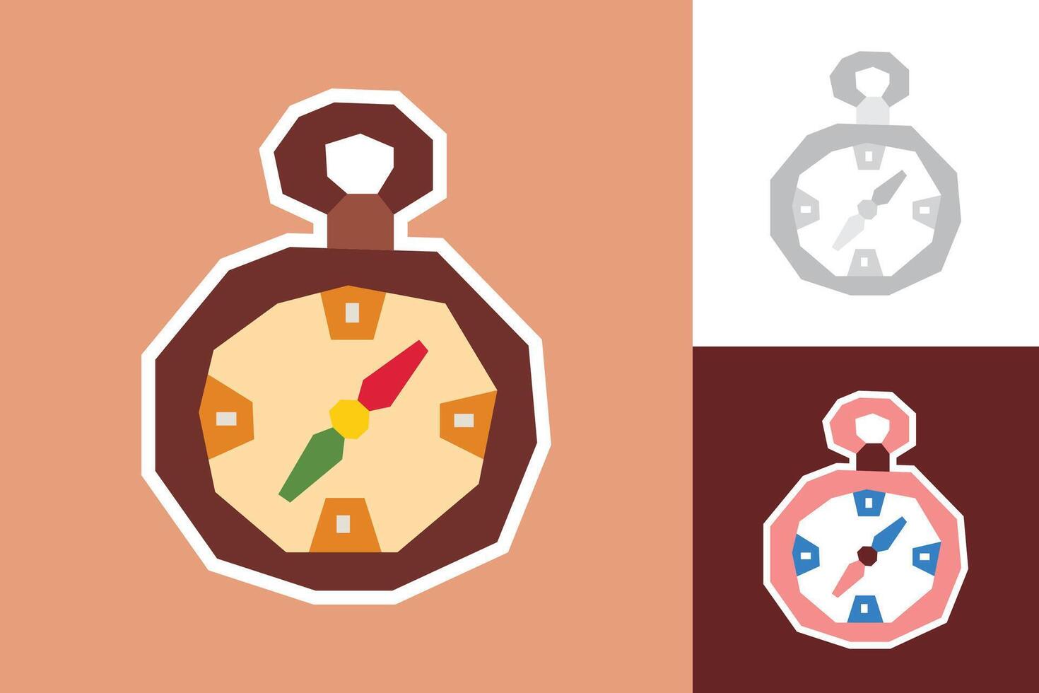 Compass Sticker in Flat Solid Color Flat with a Cutout Style in Three Colour Style vector