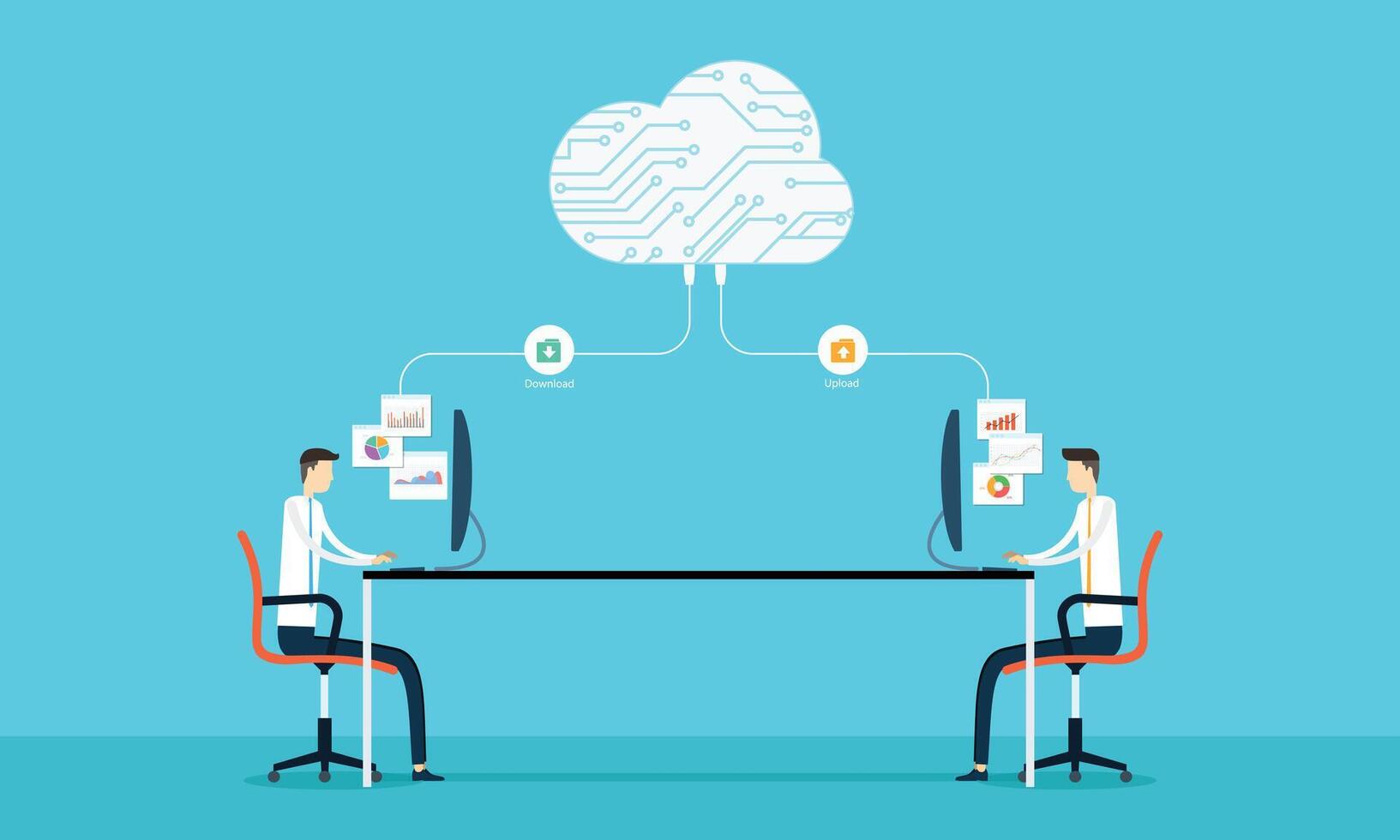 programación trabajando conexión desarrollar web sentarse y solicitud en nube vector