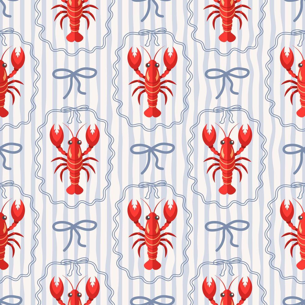 Lobster pattern fabric design vector