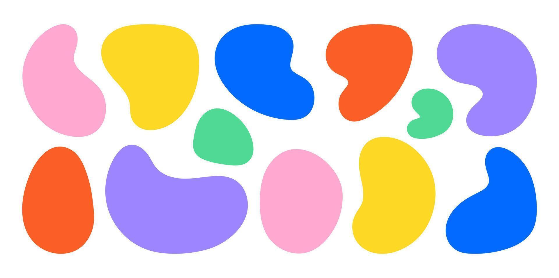 Set of colored doodle fluid elements,blobs vector