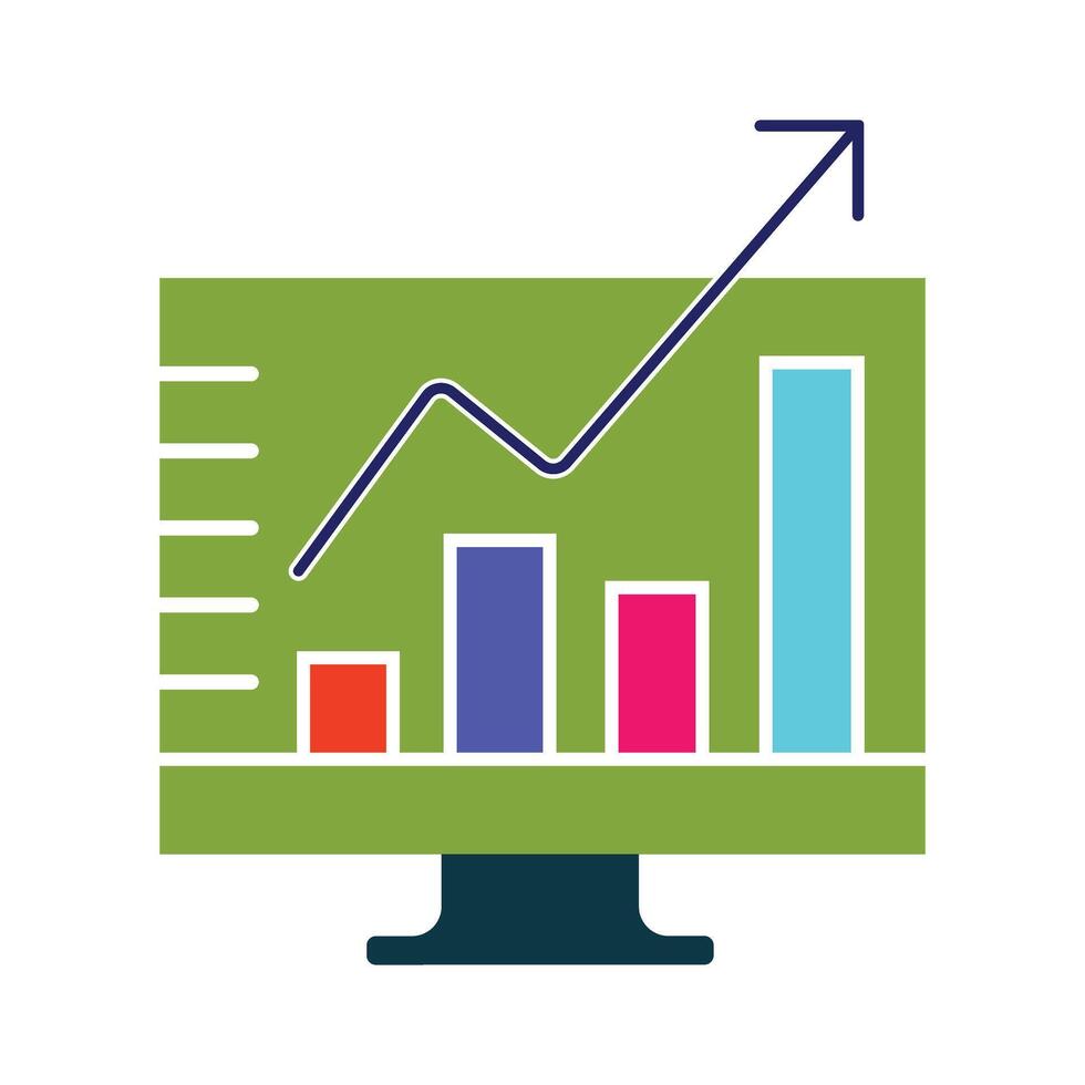 Business Growth Chart and Analytics on Computer Screen Icon vector