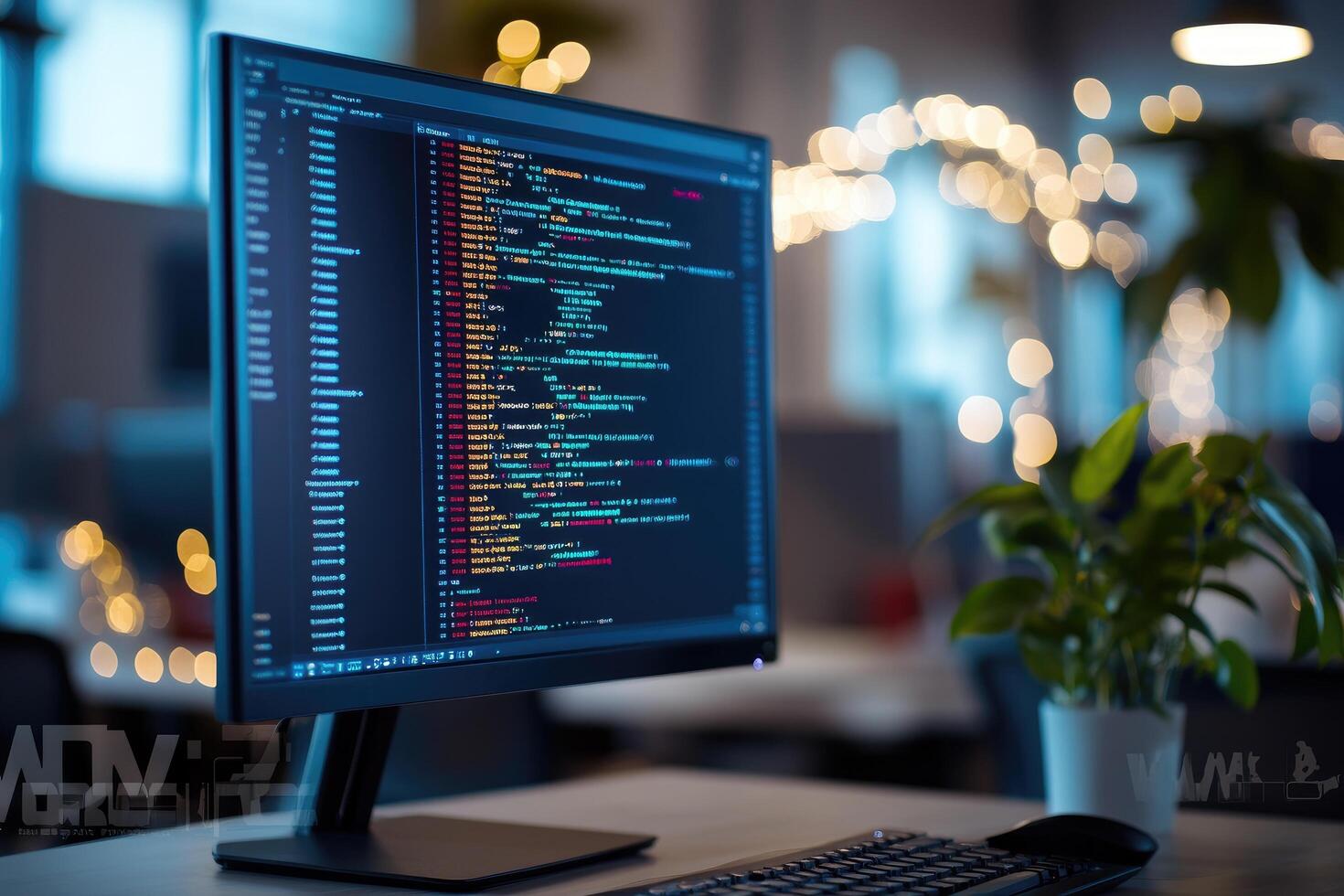 Coding on computer screen software development digital technology photo