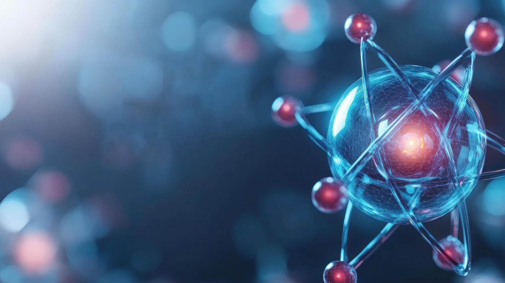 Abstract scientific visualization of atom structure science and technology concept photo