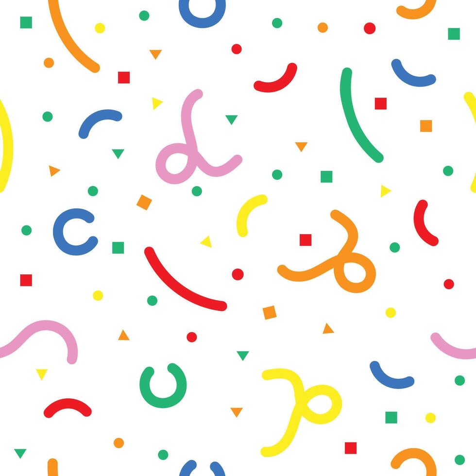 Simple childish scribble colored backdrop. Colorful line doodle seamless pattern. Creative minimalist style art background for children or trendy design with basic shapes. vector