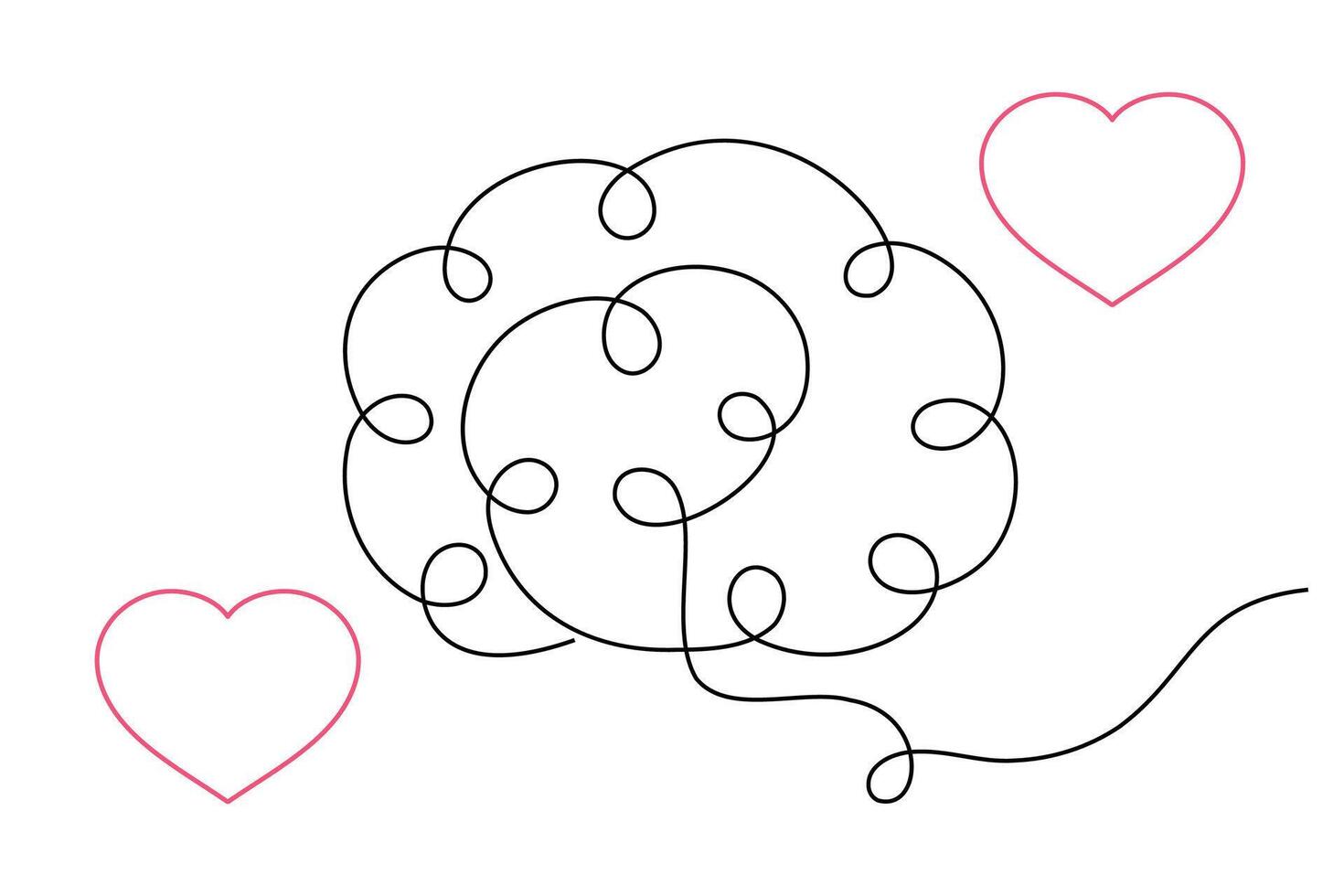 Abstract Brain Shape in One Line Style vector