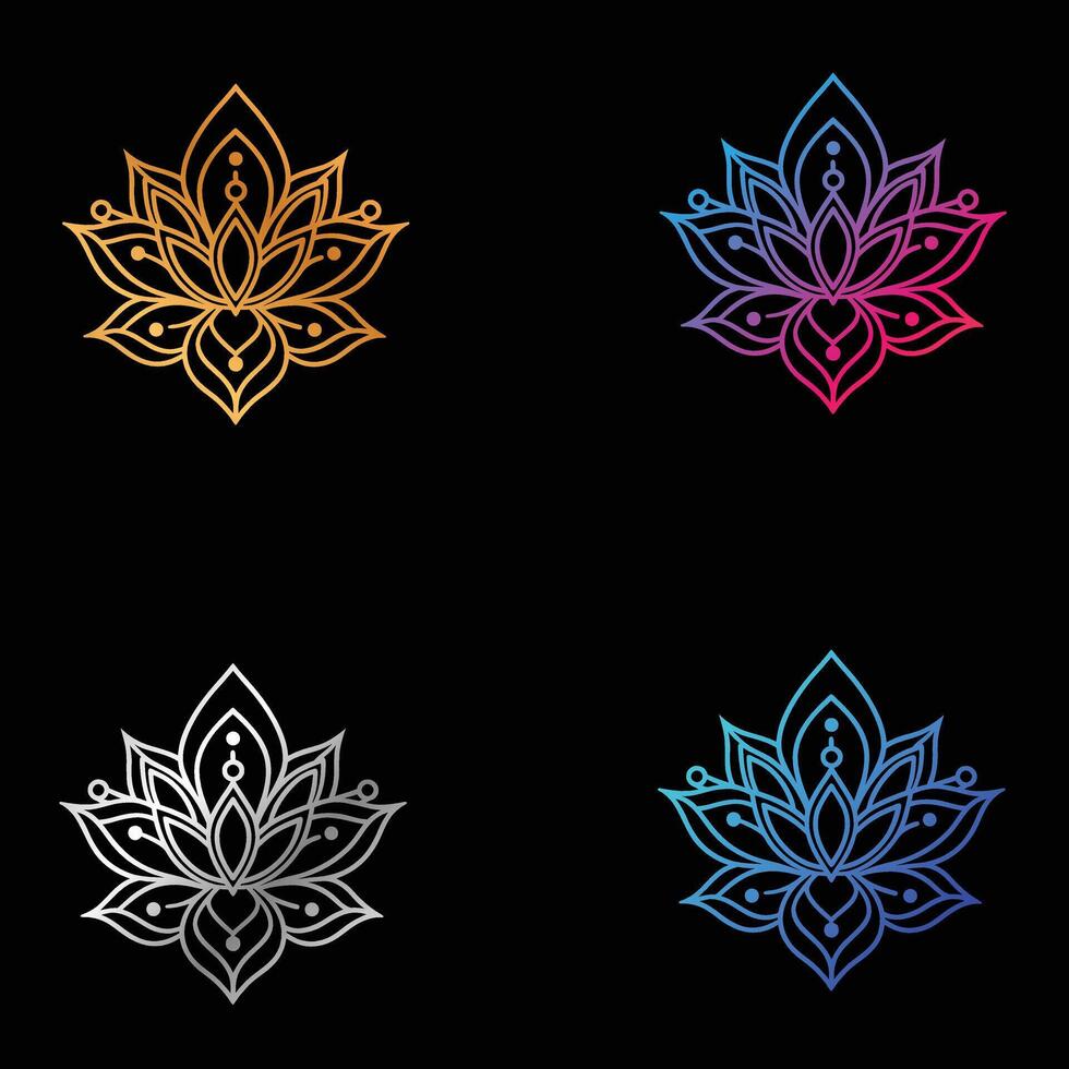 Abstract glowing snowflake patterns with islamic calligraphy in a dark background vector