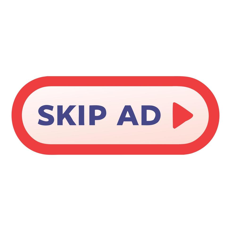 Skip ad button with play icon isolated on white background vector