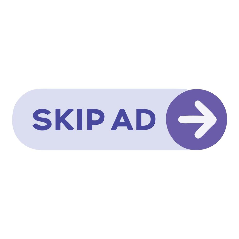 Skip ad button with arrow icon isolated on white background vector
