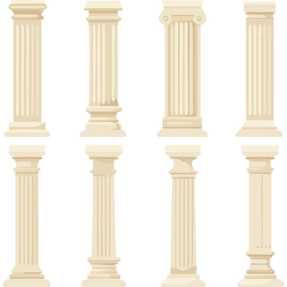 Ancient Architectural Columns Illustration Classical Design Elements vector