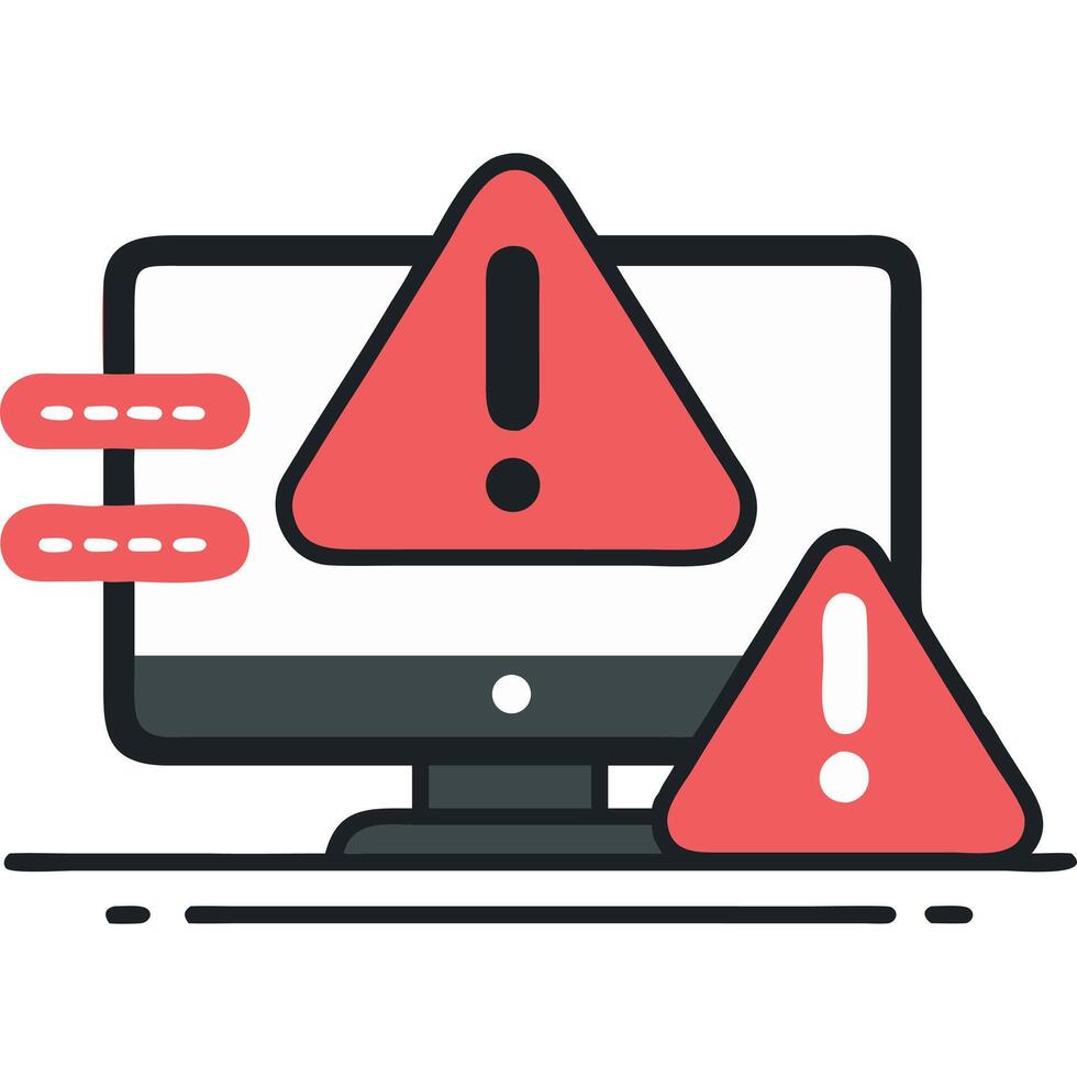 Computer Error Warning Alert Illustration System Problem vector