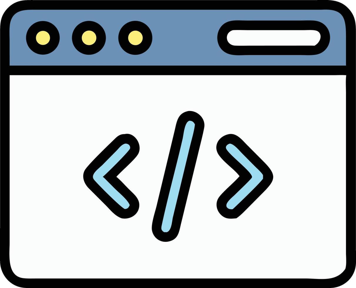 web navegador ventana mostrando código programación icono vector