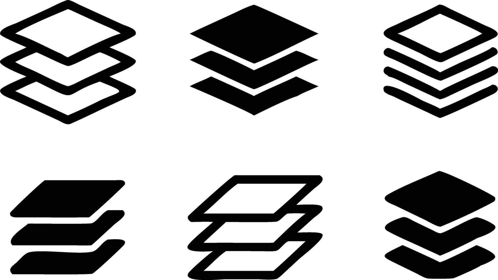 Six Variations of Stacked Layers Icon Set vector