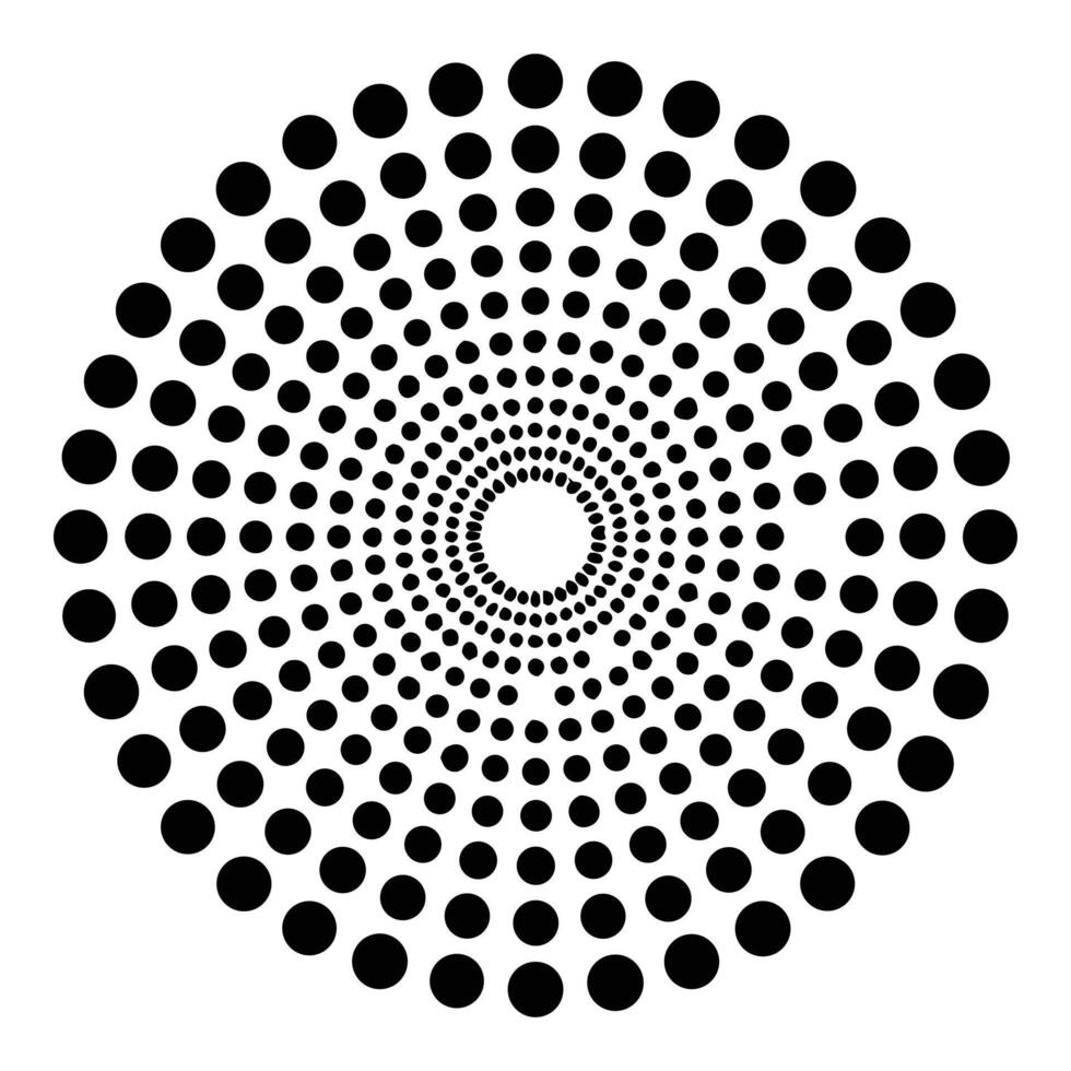 Abstract Black Dot Concentric Circles Pattern Background vector