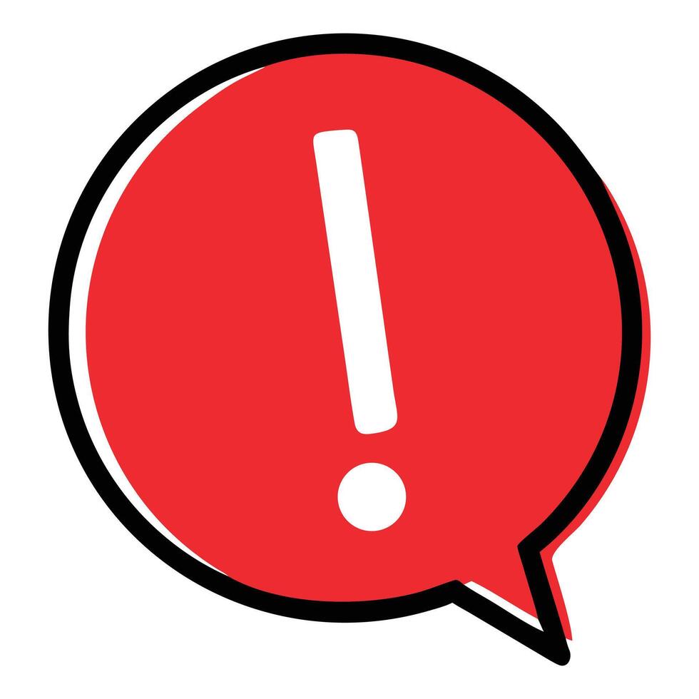 Red exclamation mark in a speech bubble, isolated on white background vector