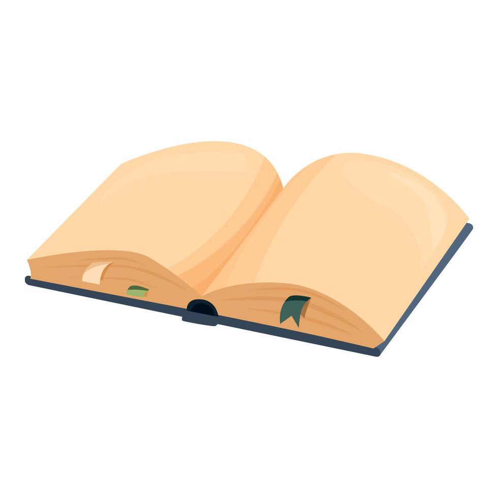 Open book showing blank pages with bookmarks inviting readers to explore knowledge vector