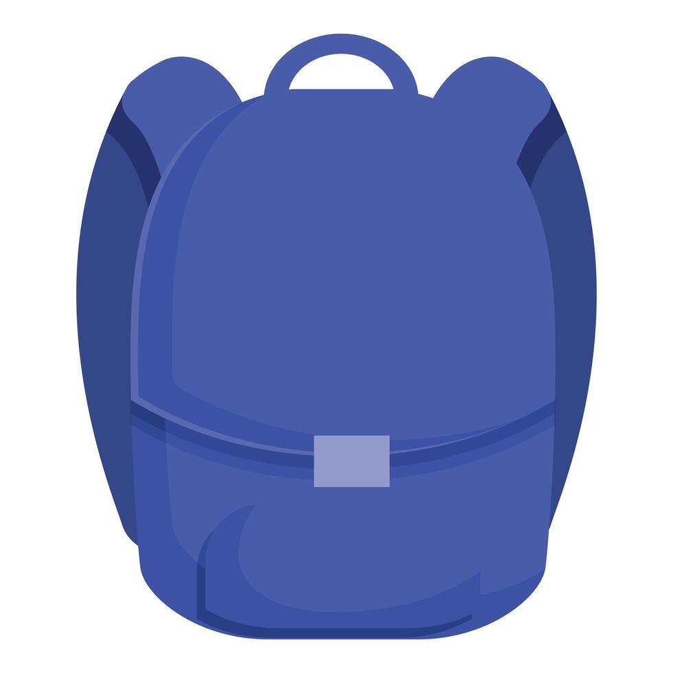 Closed empty blue backpack with clasp and handle for carrying personal items vector