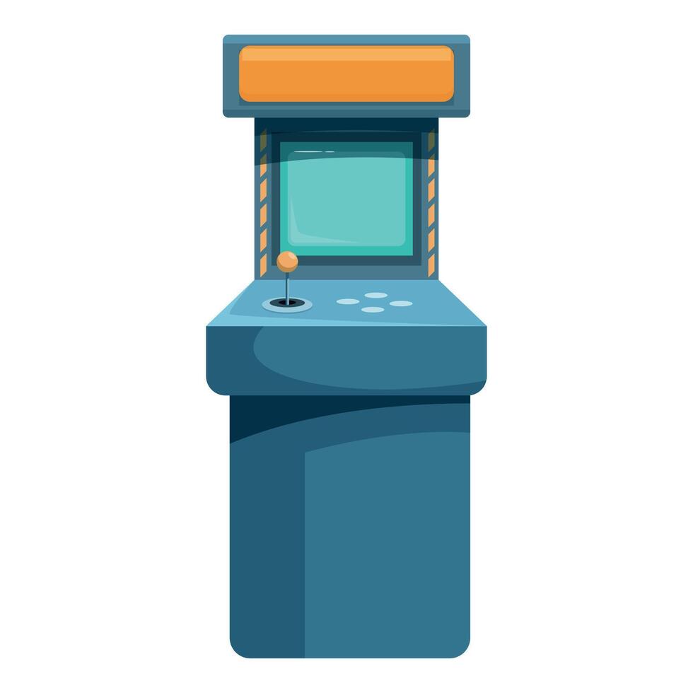 Retro arcade game machine standing with joystick and buttons vector