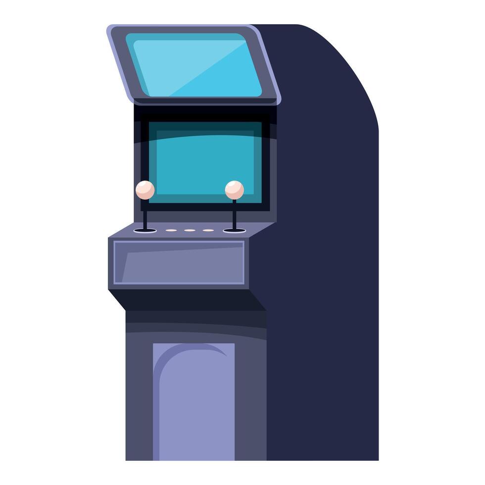 Retro arcade game machine displaying playing screen with joysticks vector