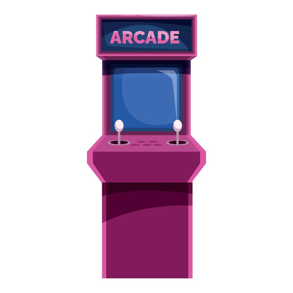Pink arcade game machine standing with joysticks and buttons vector