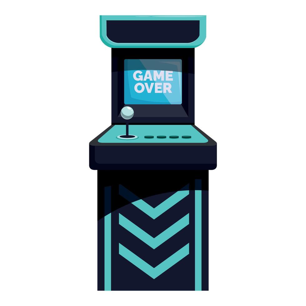 Arcade cabinet showing game over screen displaying end of gameplay vector