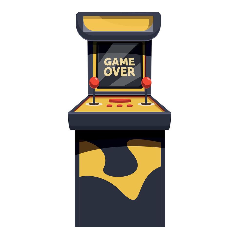 Retro arcade game machine showing game over screen vector