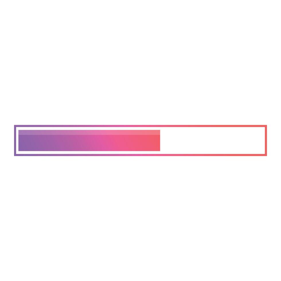 Loading bar showing progress status with gradient from purple to red vector
