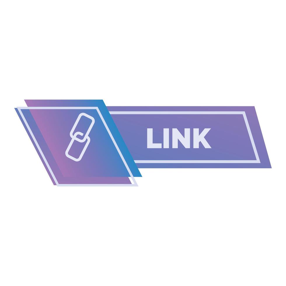 Purple and blue link button showing chain icon for website navigation vector