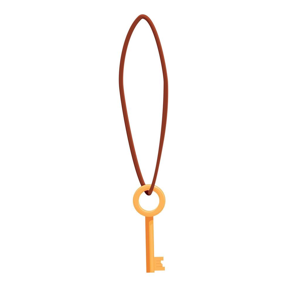 Golden key hanging on brown string, access and security concept vector