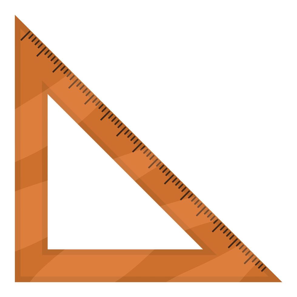 Wooden triangular ruler lying on white background vector