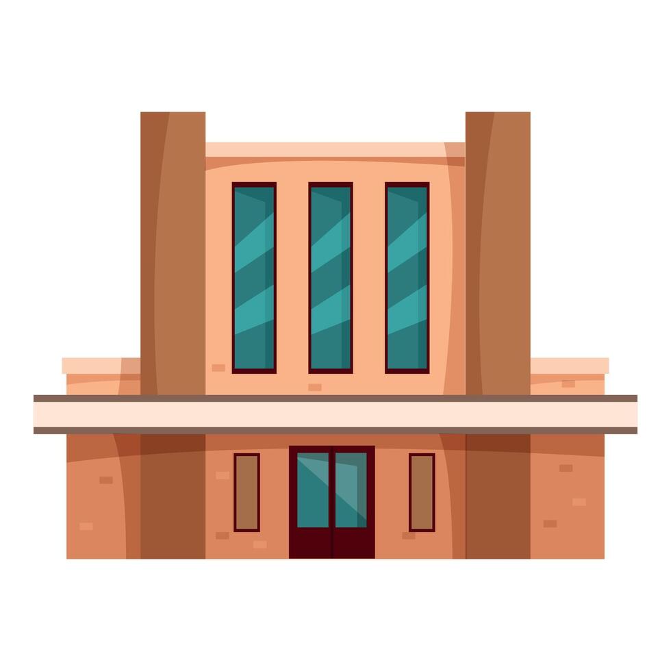 Modern building with large windows and brick facade representing urban architecture vector