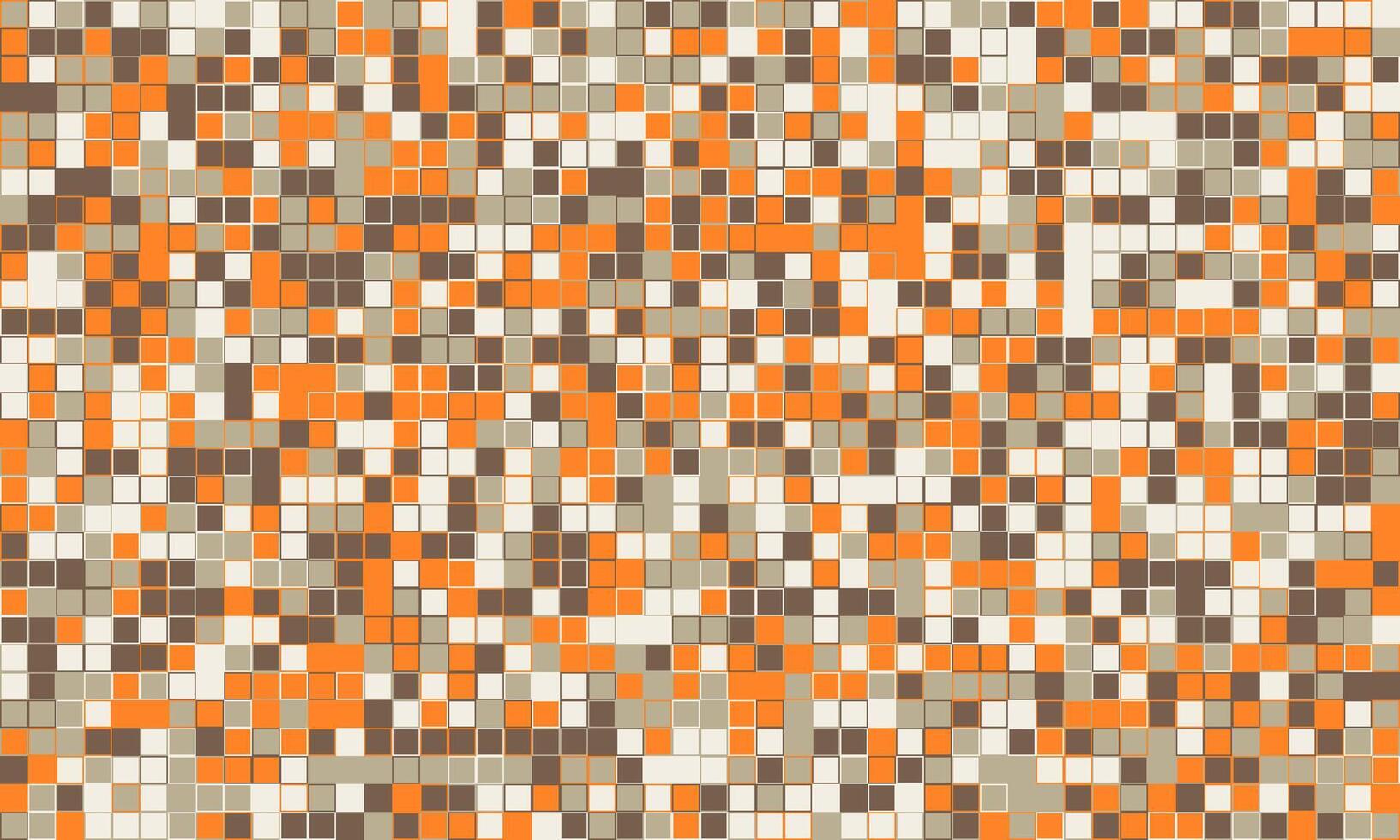 Abstract mosaic pattern of orange, brown, and white squares. Ideal for backgrounds, textures, or design elements conveying concepts of data, technology, or modern architecture. vector